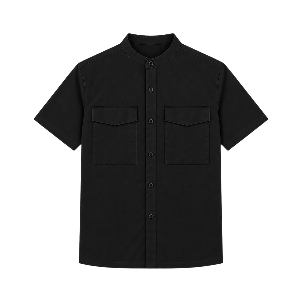 Mandarin Collar Short Sleeve Shirt 4