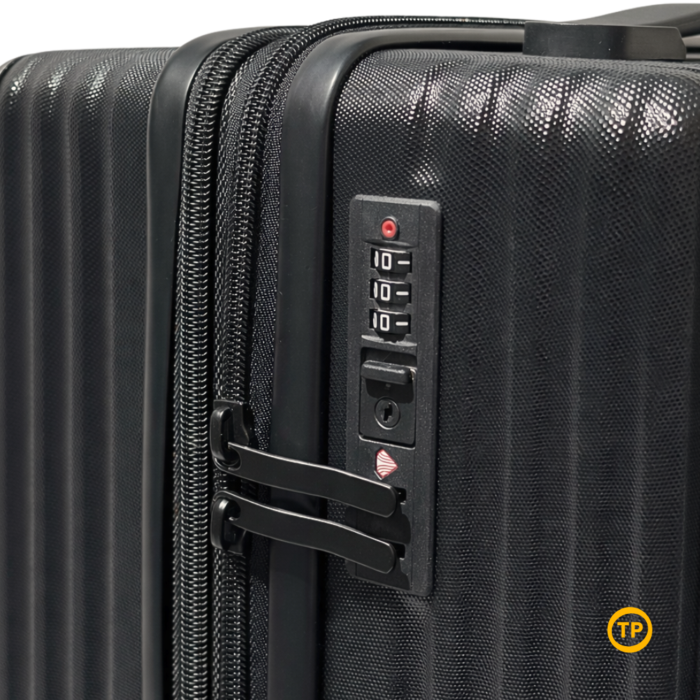 Black suitcase with a combination lock