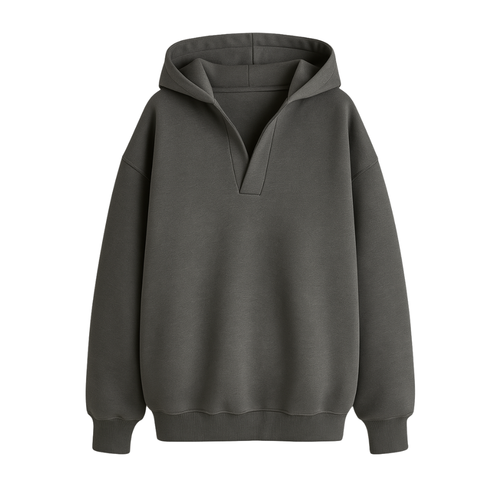 Dark gray hoodie on a white background