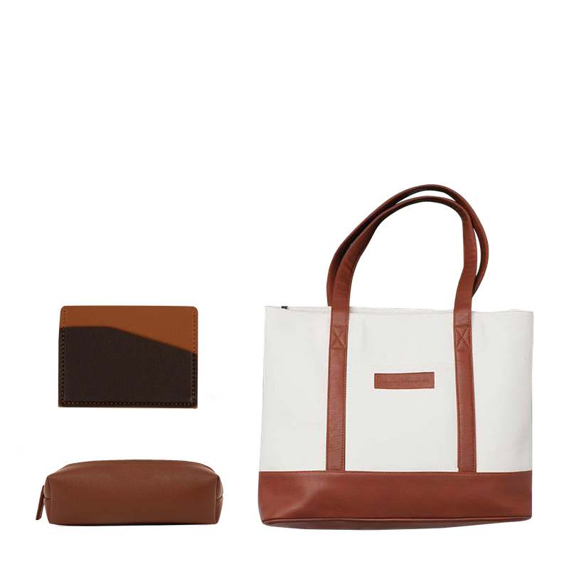 Tote Bag + Leather Card Holder + Mini Pouch