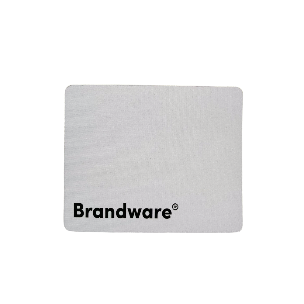 White Mouse Pad with 'Brandware' logo on a white background