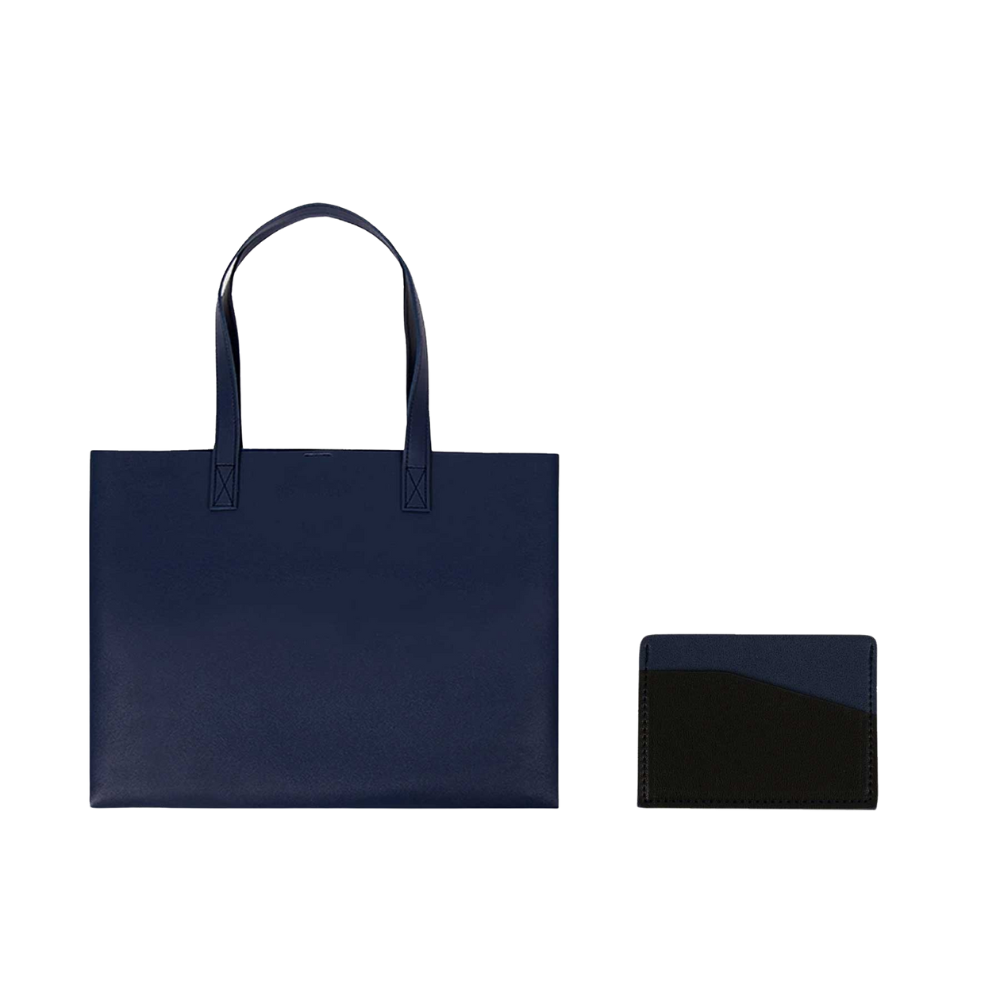 Leather Landscape Tote Bag + Card Holder