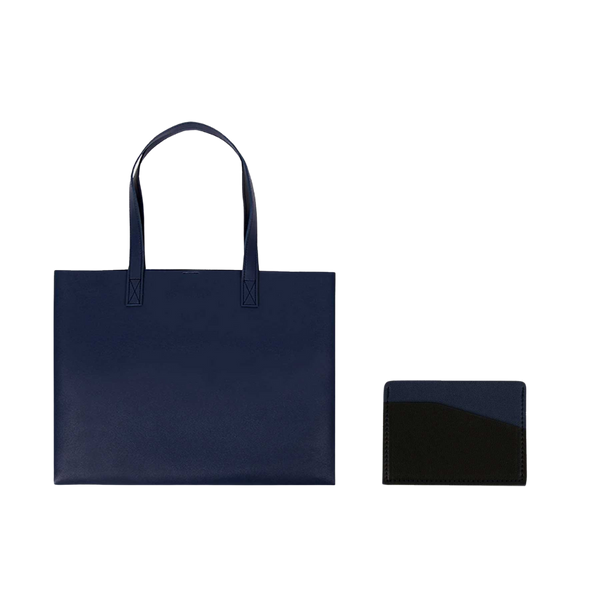 Leather Landscape Tote Bag + Card Holder