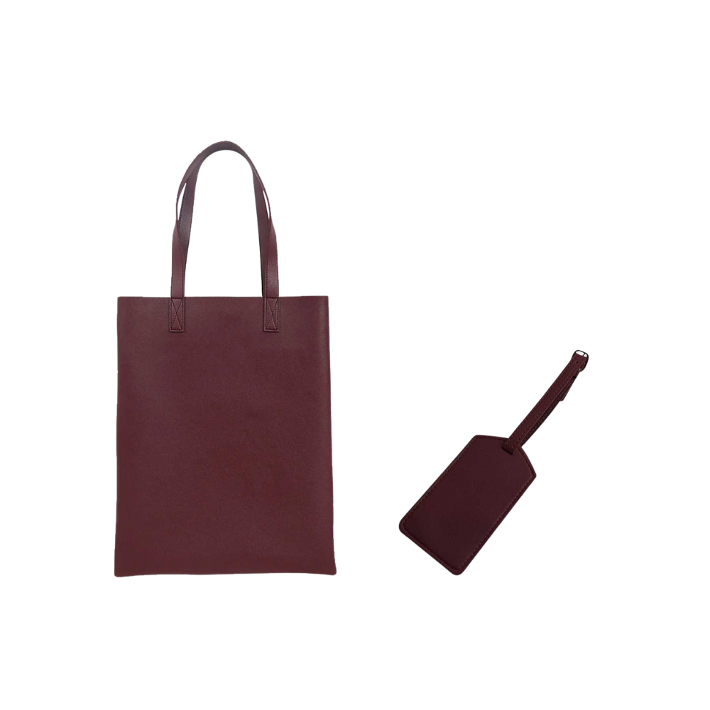 Leather Portrait Tote Bag + Luggage Tag