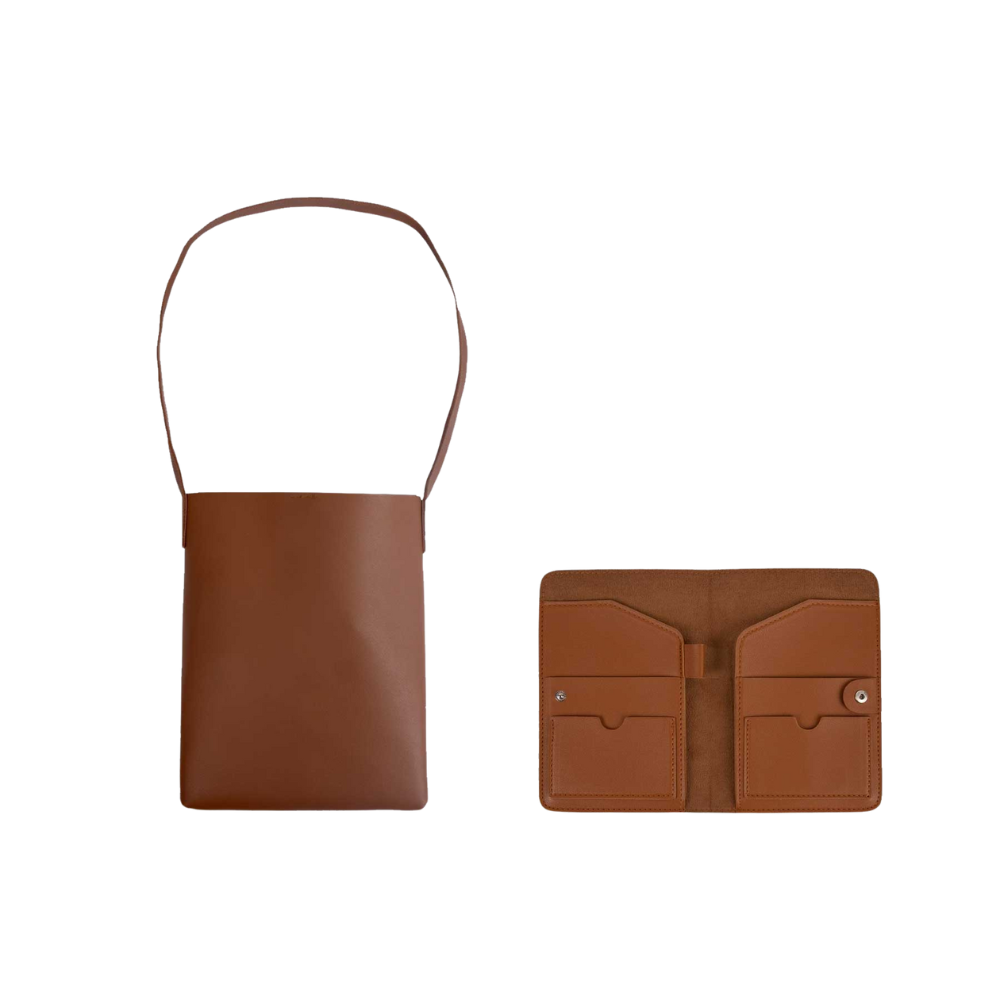 Leather Sling Bag + Passport Holder