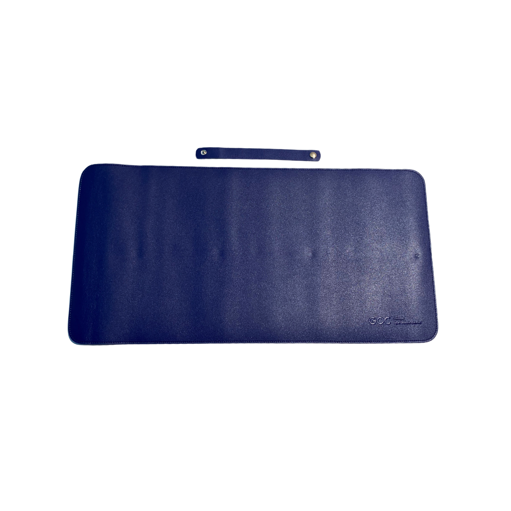 Blue leather Mouse Pad with a strap on a white background