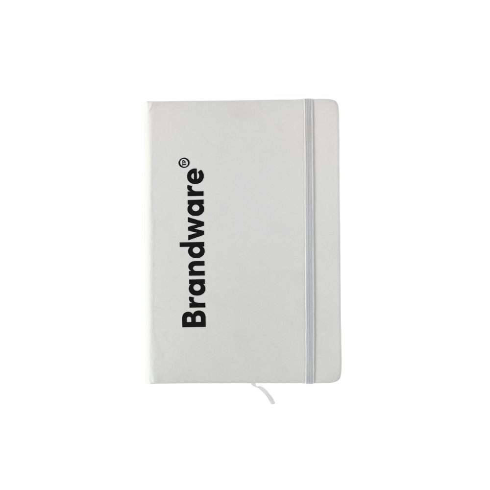 White notebook with 'Brandware' logo on a white background