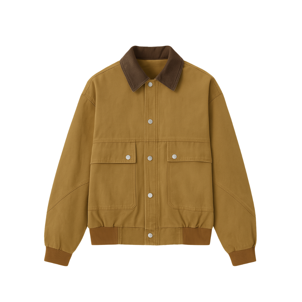 Brown jacket with a brown collar on a white background