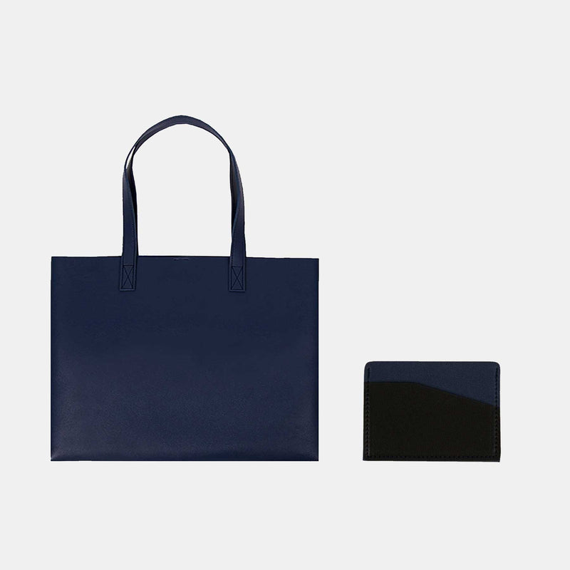 Leather Landscape Tote Bag + Card Holder