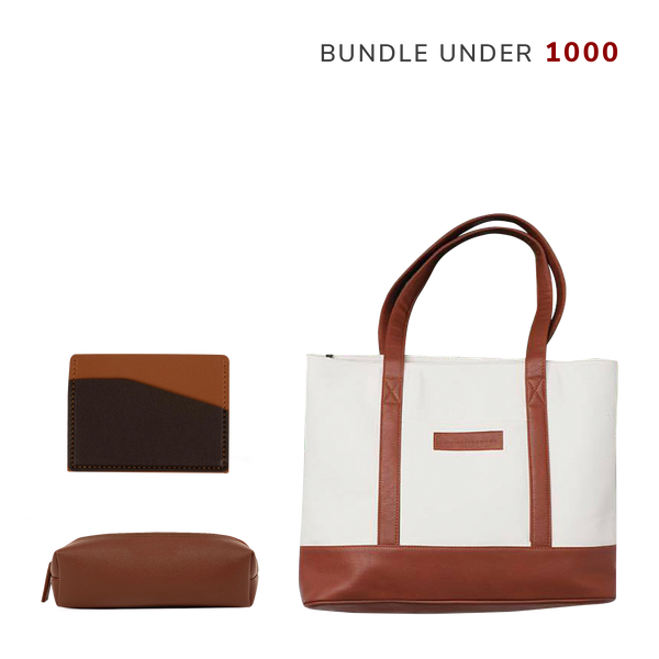 Tote Bag + Leather Card Holder + Mini Pouch
