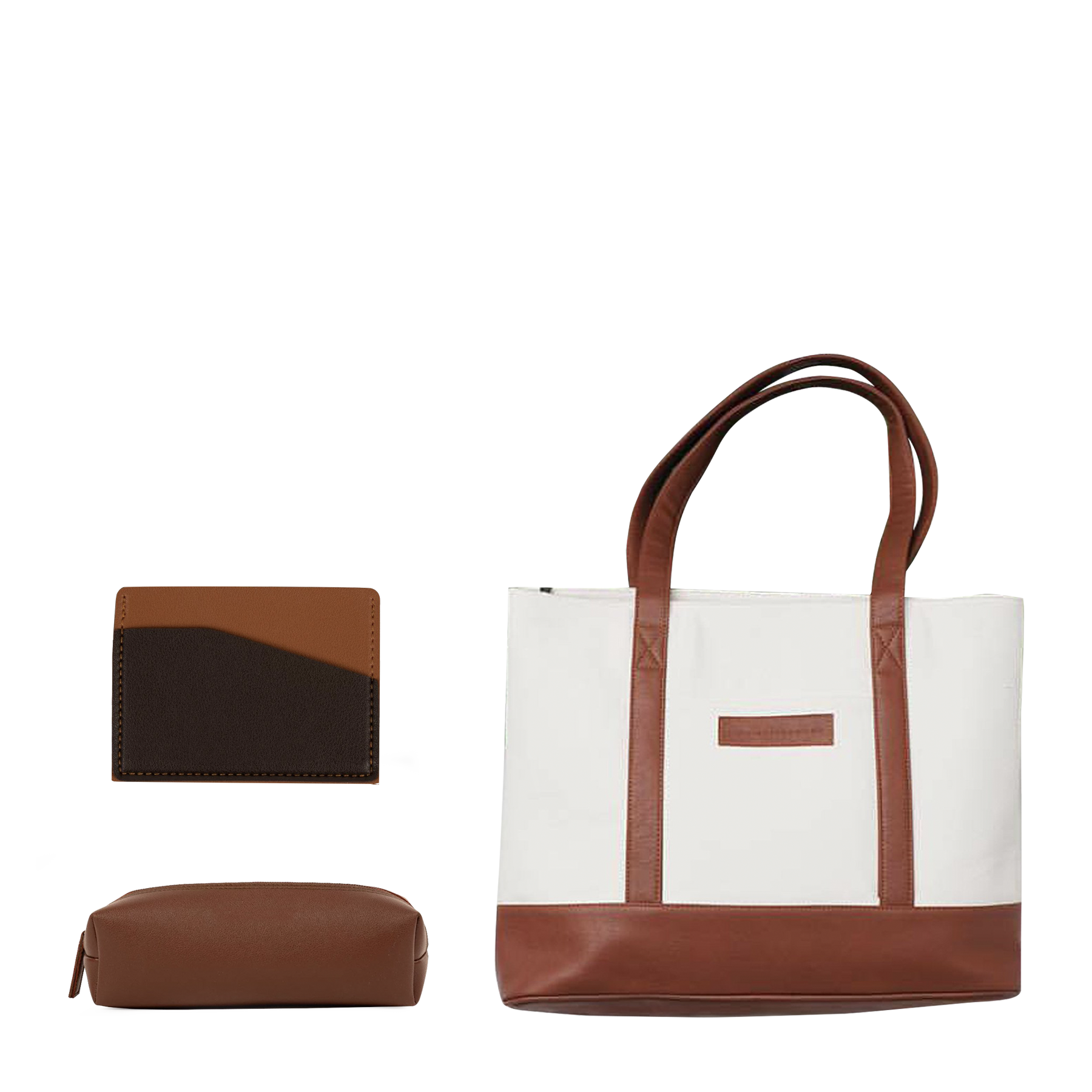 Tote Bag + Leather Card Holder + Mini Pouch