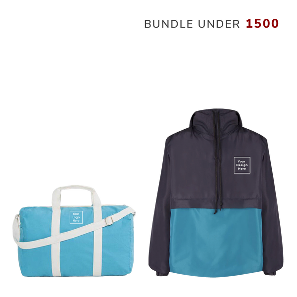 Custom windbreaker with duffel bag