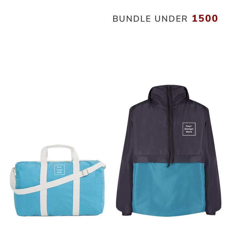 Custom windbreaker with duffel bag